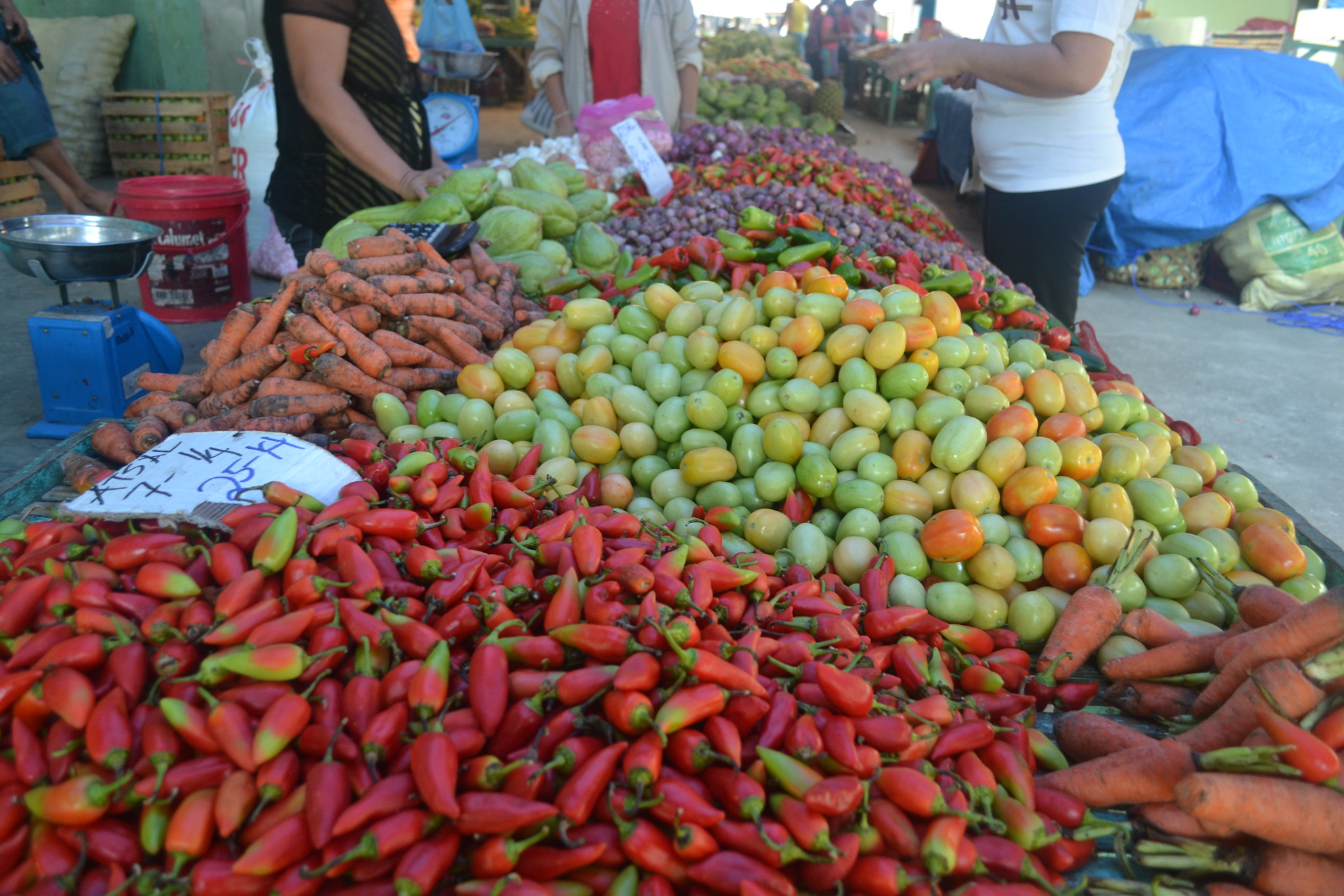 Piles of vegetables at vegetable market, Dipolog City, Philippines.