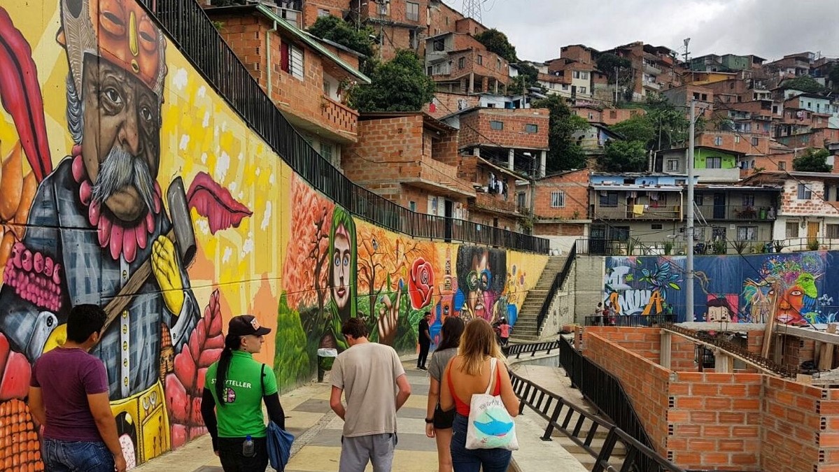 Stiven doing a tour in Medellin in an area known as Comuna 13