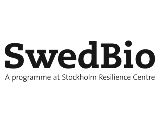 Black and white logo for company SwedBio