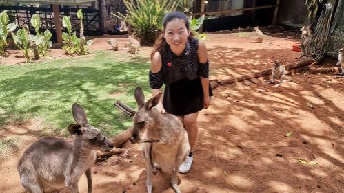JinJing Lei with Kangaroos