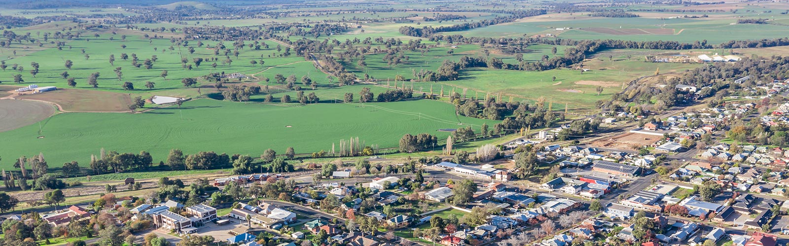 Aerial shot of Cowra township