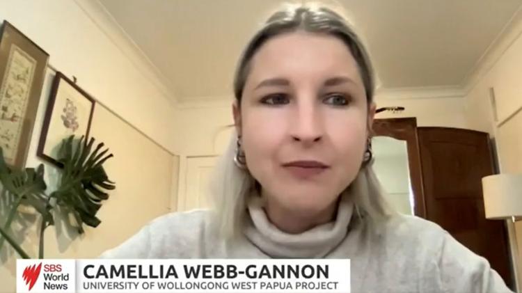 Cammi Webb Gannon being interviewed by SBS world news