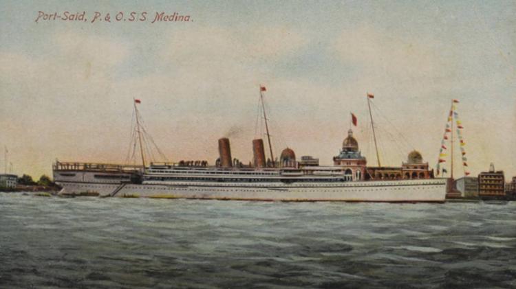 Illustration of a boat, the P and O S.S. Medina