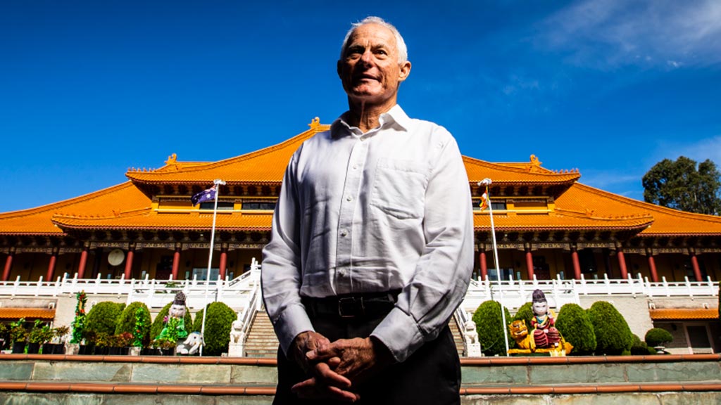 Bill Lovegrove standing out front of Nan Tien Temple