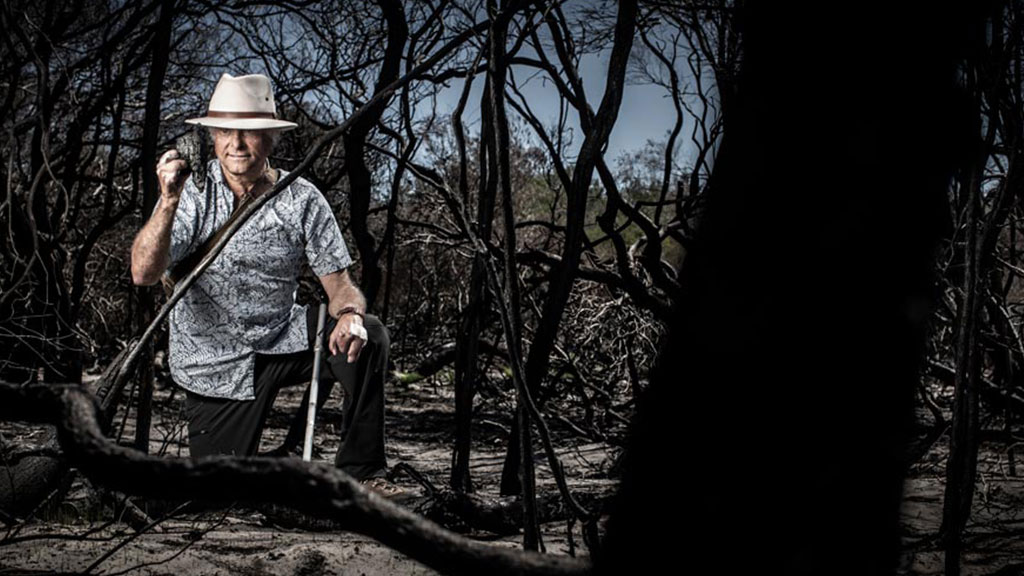 Robert Sawyer in burnt out bushland