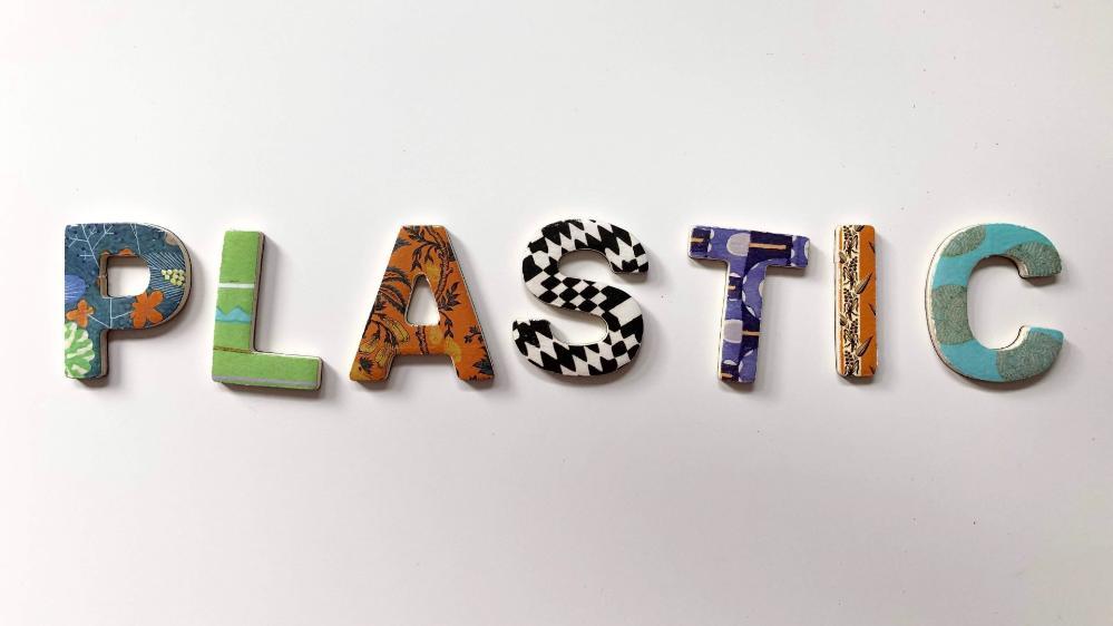 An image of the word plastic on a white background. Photo: Unsplash