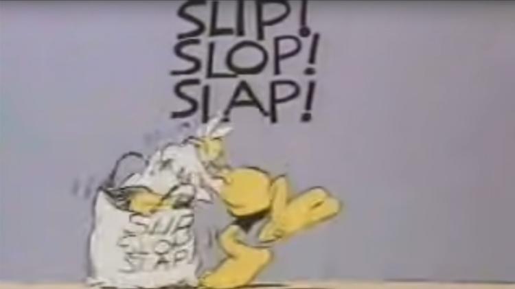 A 1980s TV ad of a cartoon duck promoting sun safety.