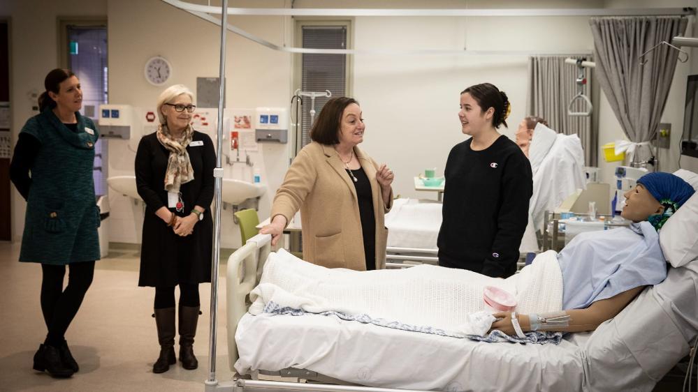 Vice Chancellor Patricia Davidson meets a nursing student at Loftus Campus. Photo: Paul Jones