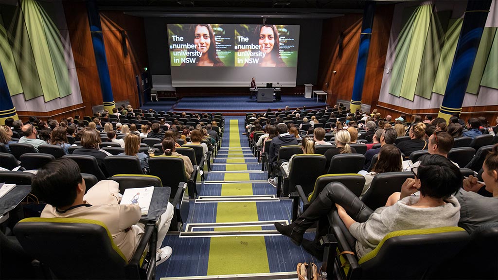 A group of students sitting in a UOW lecture hall