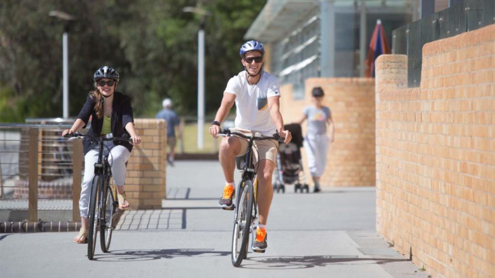 People riding bikes