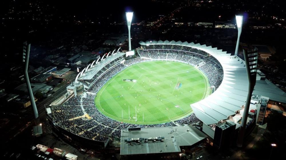 An aerial view of a sporting stadium