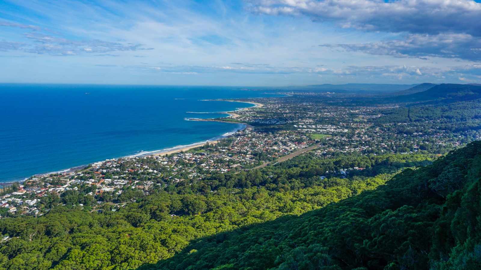 View from Sublime Point lookout of escarpment and beaches