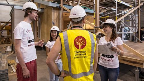 UOW Engineering Illawarra Flame team work on a sustainable building
