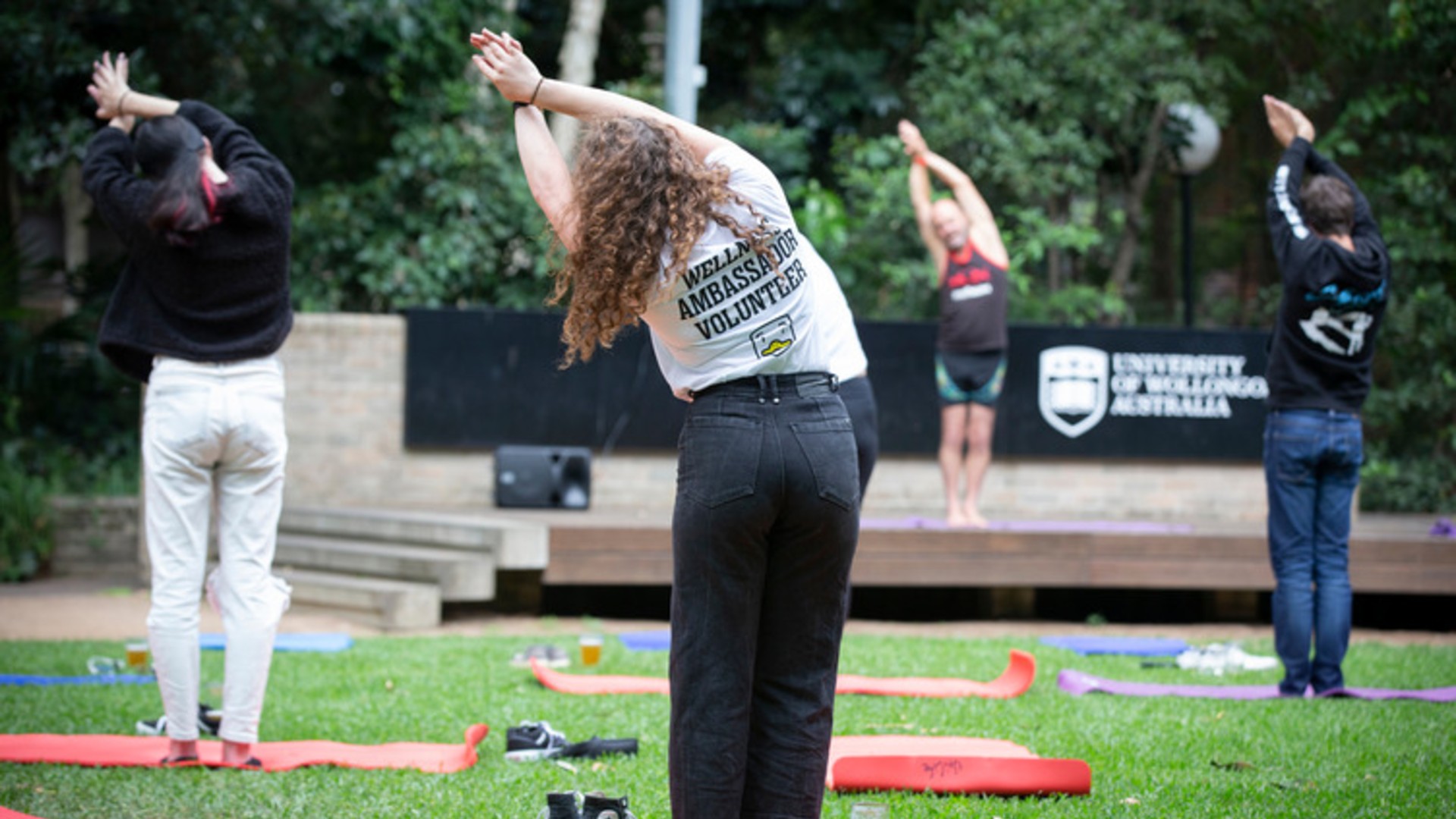 Image of students at yoga class on UOW Campus