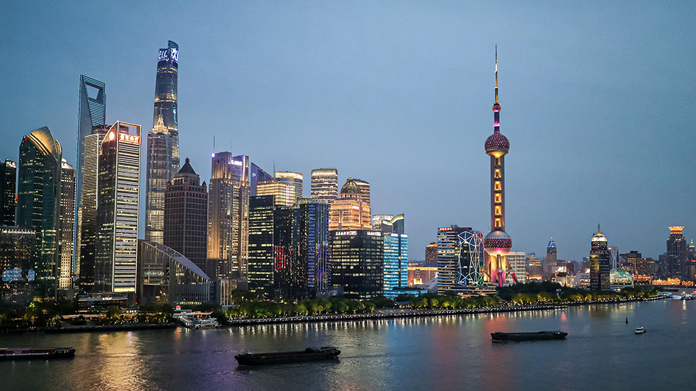 Shanghai city at dusk