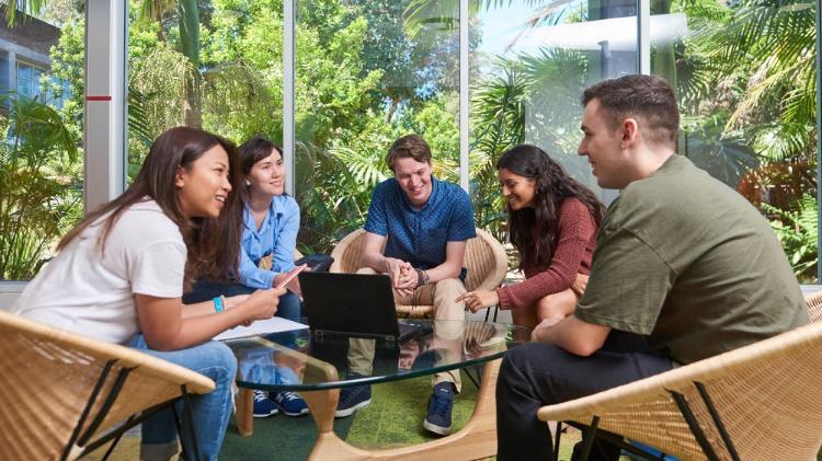 students working in a group