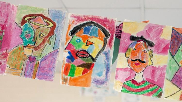 Artwork of multi coloured faces