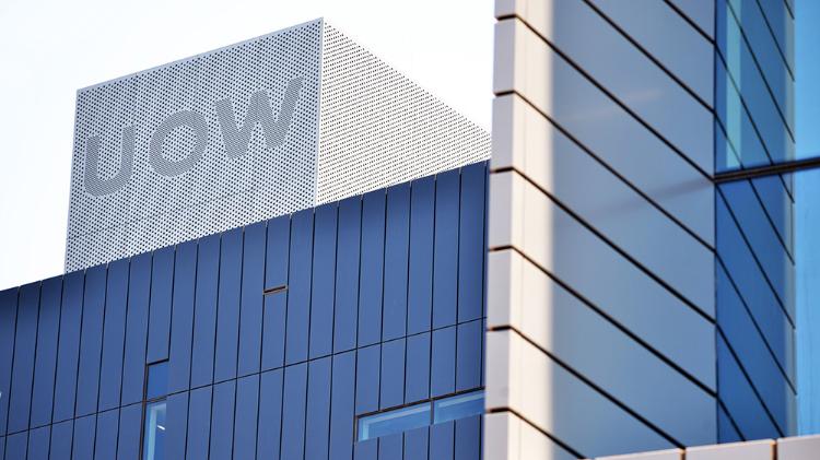 Close-up of a modern building featuring the 