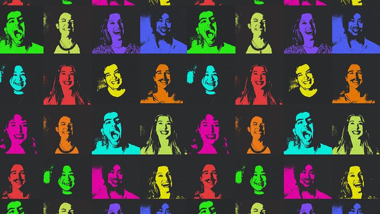student headshots in pop art colours and style and grid layout