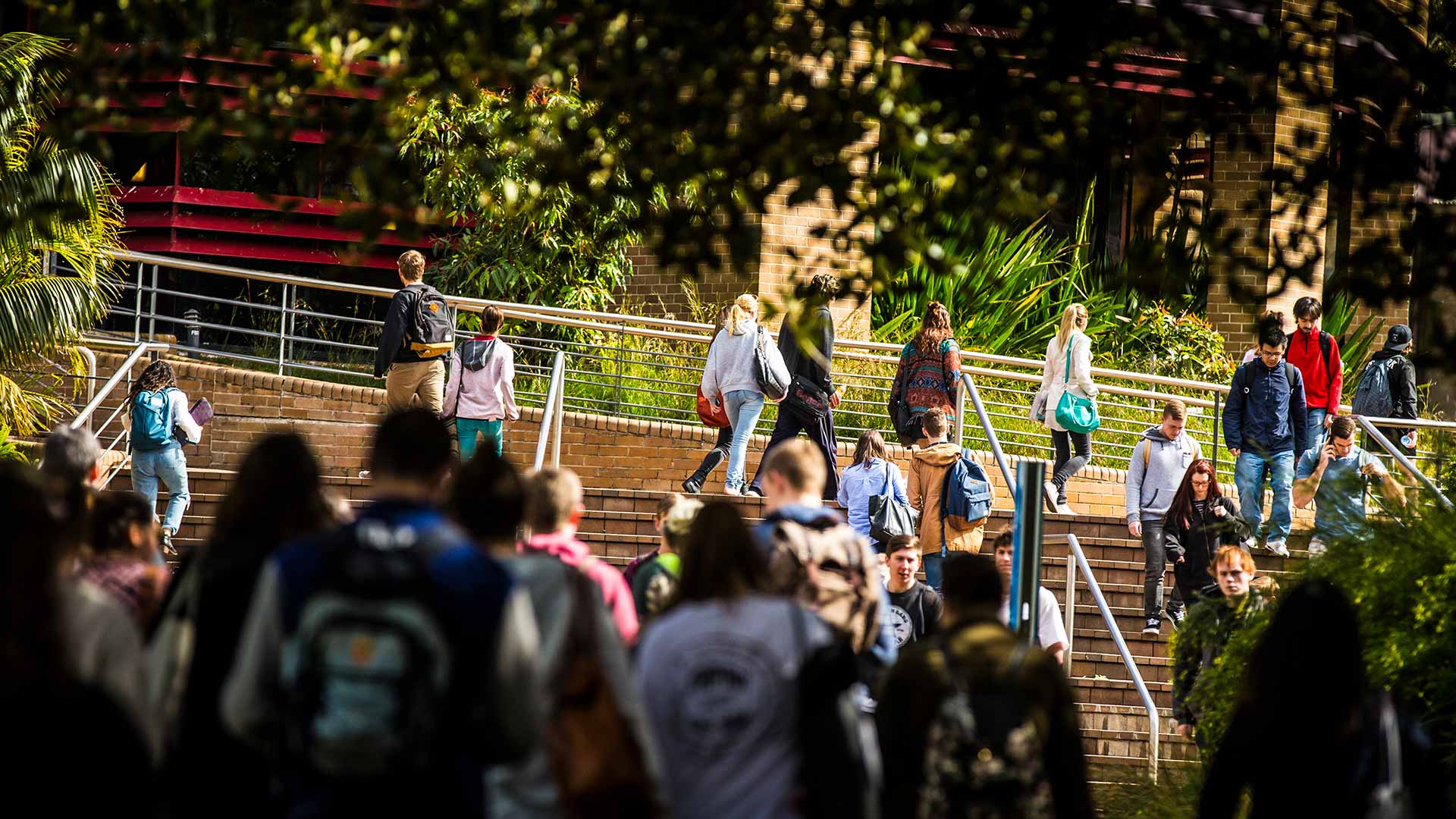 Campus generic. Students walking Main Campus near Bldg 67.