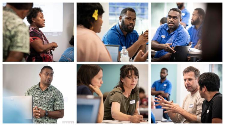 A collage of photos from the Pacific community-based fisheries management workshops hosted by ANCORS.