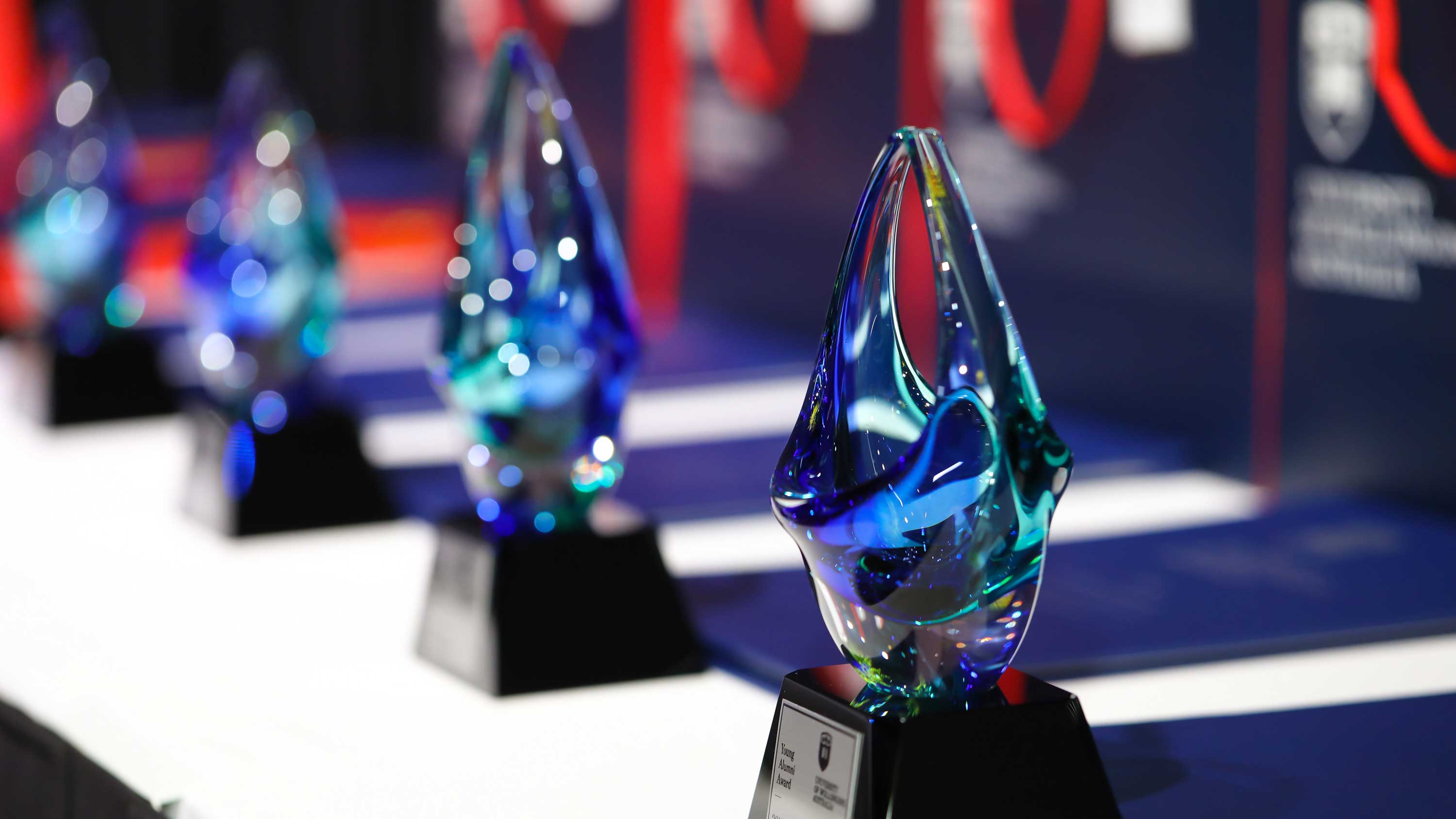 Image of UOW alumni awards/trophies