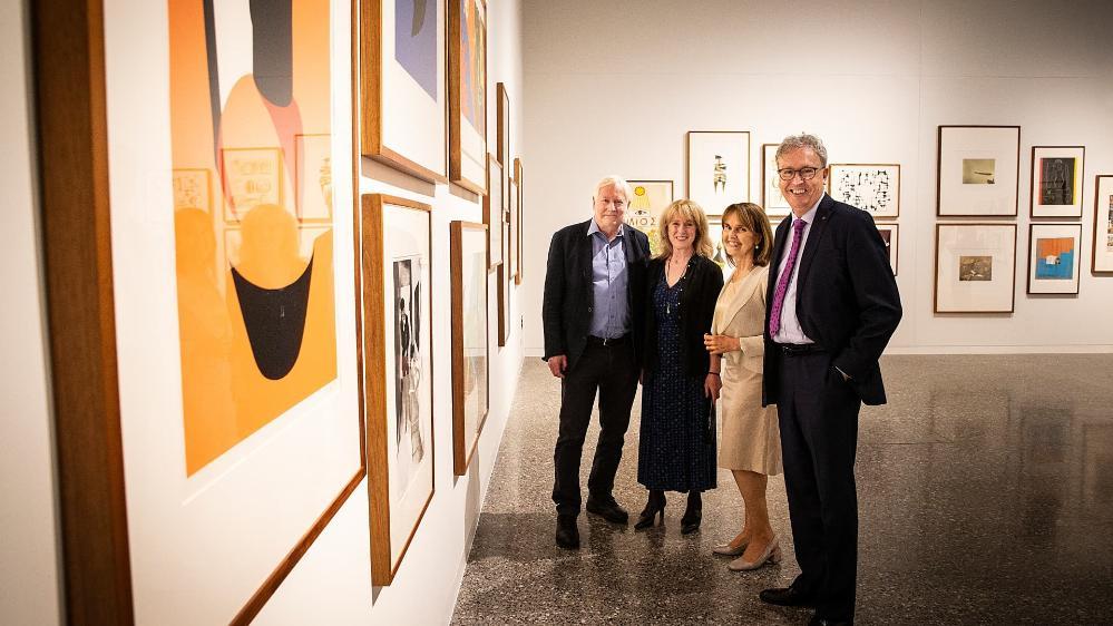 Professor Paul Wellings with his wife Dr Annette Wellings at the launch of the Dr Douglas Kagi exhibition at UOW. Photo: Paul Jones