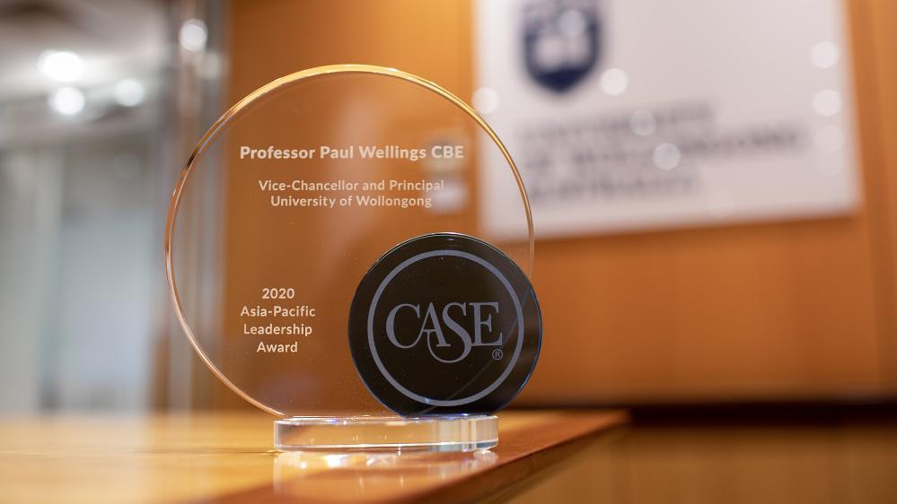 University of Wollongong (UOW) Vice-Chancellor Professor Paul Wellings CBE as recipient of the prestigious 2020 CASE Asia-Pacific Leadership Award.