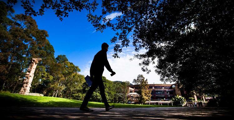 A student on UOW's Wollongong Campus. Photo: Paul Jones