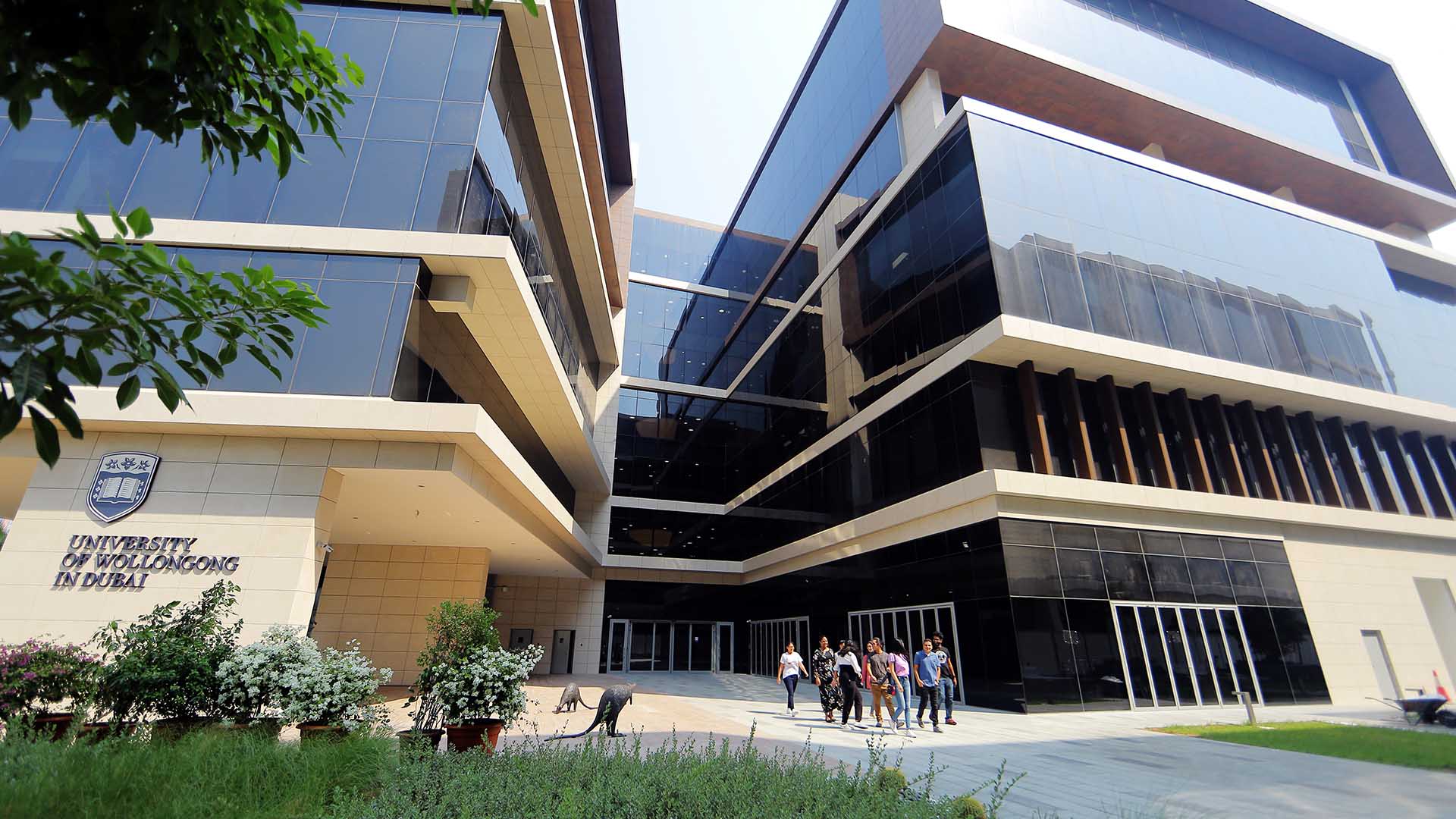 Exterior shot of the Campus of the Future, University of Wollongong in Dubai