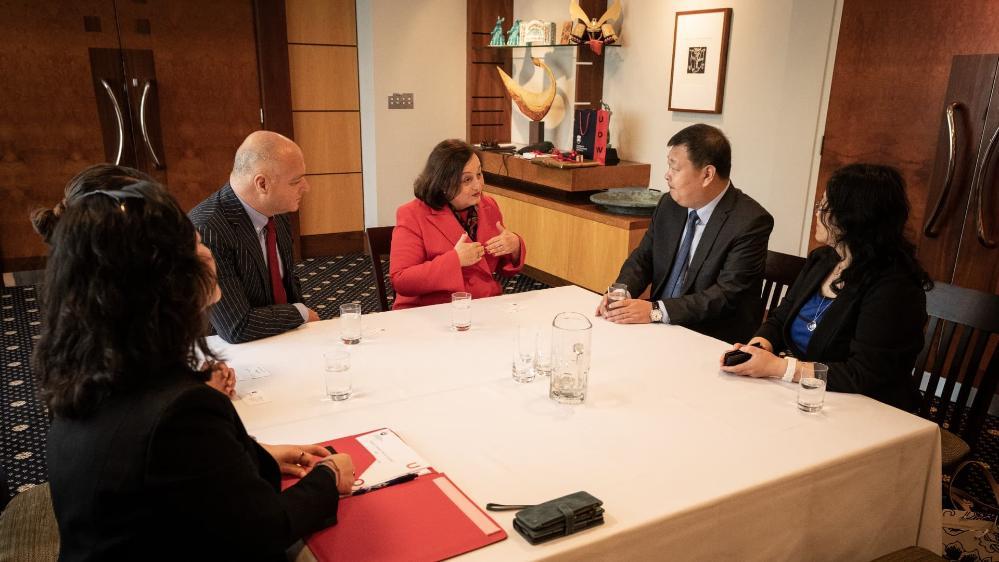 The UOW parties and visitors from the Consulate General of China in Sydney sit as a table during discussions. Photo: Paul Jones