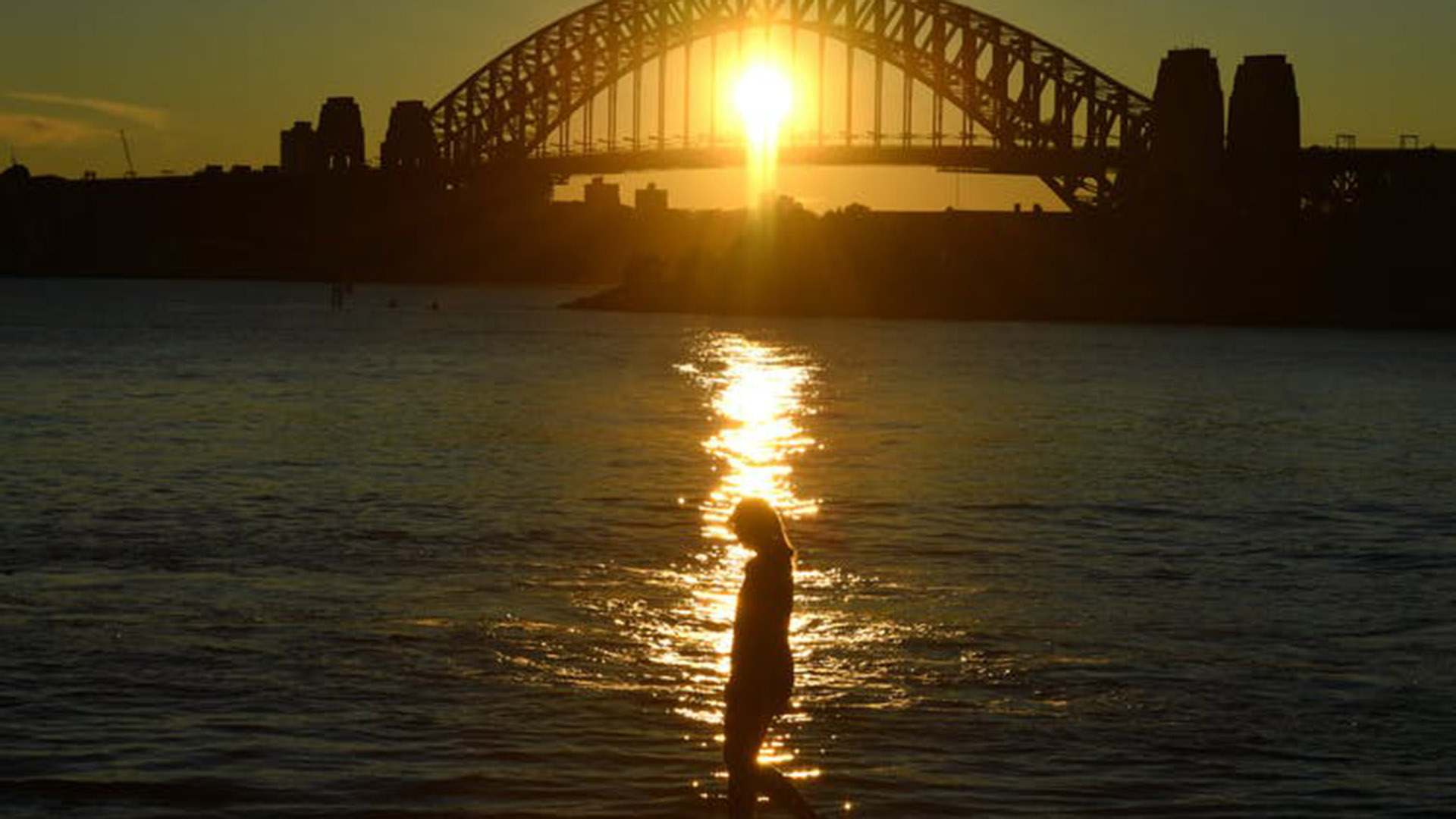 Sunset with the Sydney Harbour Bridge. Mick Tsikas/AAP
