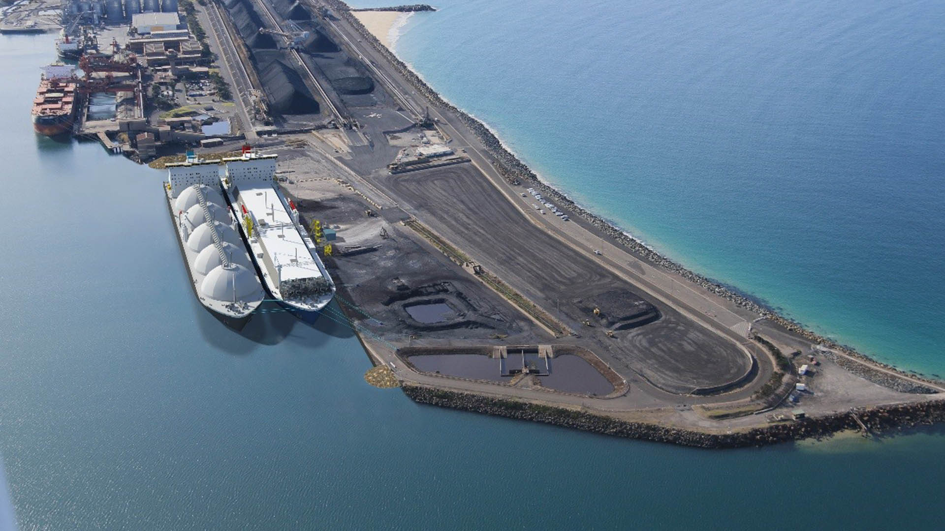 An artist's impression of the Port Kembla Energy Terminal, currently under construction