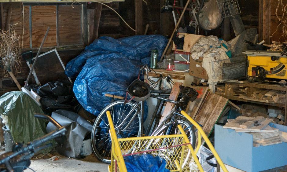 An unused bike in a garage