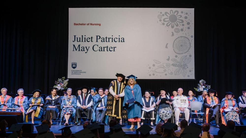 Juliet Carter on stage at graduation. Photo: Michael Gray