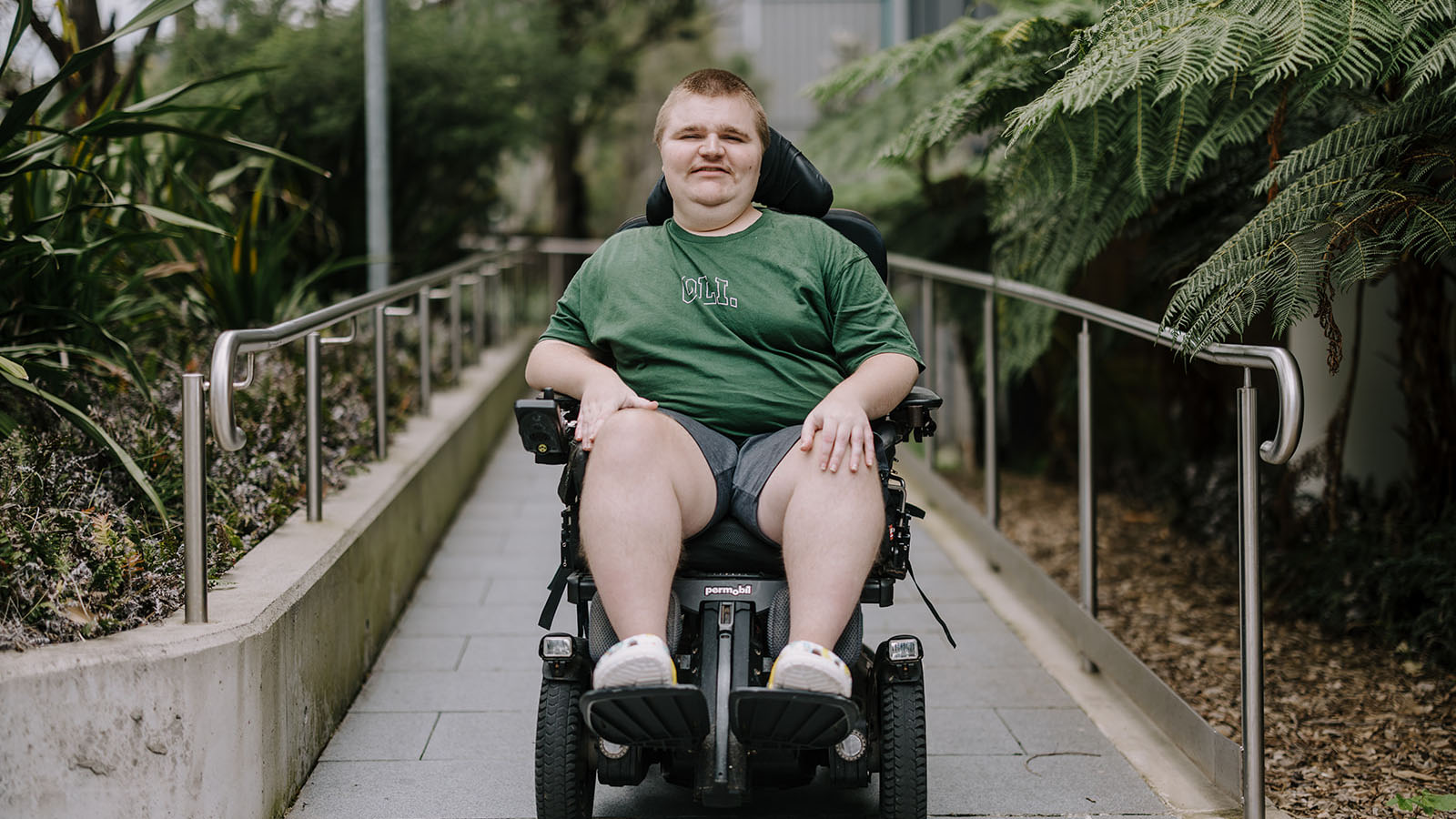 Jack Wason on a wheelchair