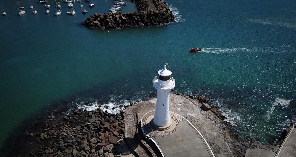 An image of Wollongong's lighthouse from the air. Photo: Paul Jones