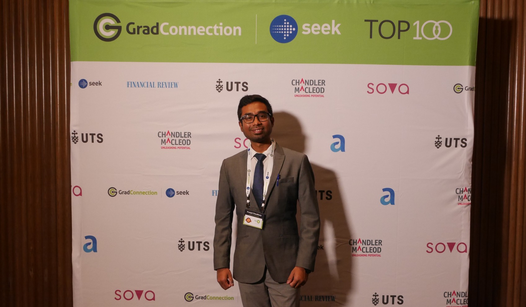 UOW international student Pranjal Choudhury at the GradConnection Awards Event. Photo: Supplied