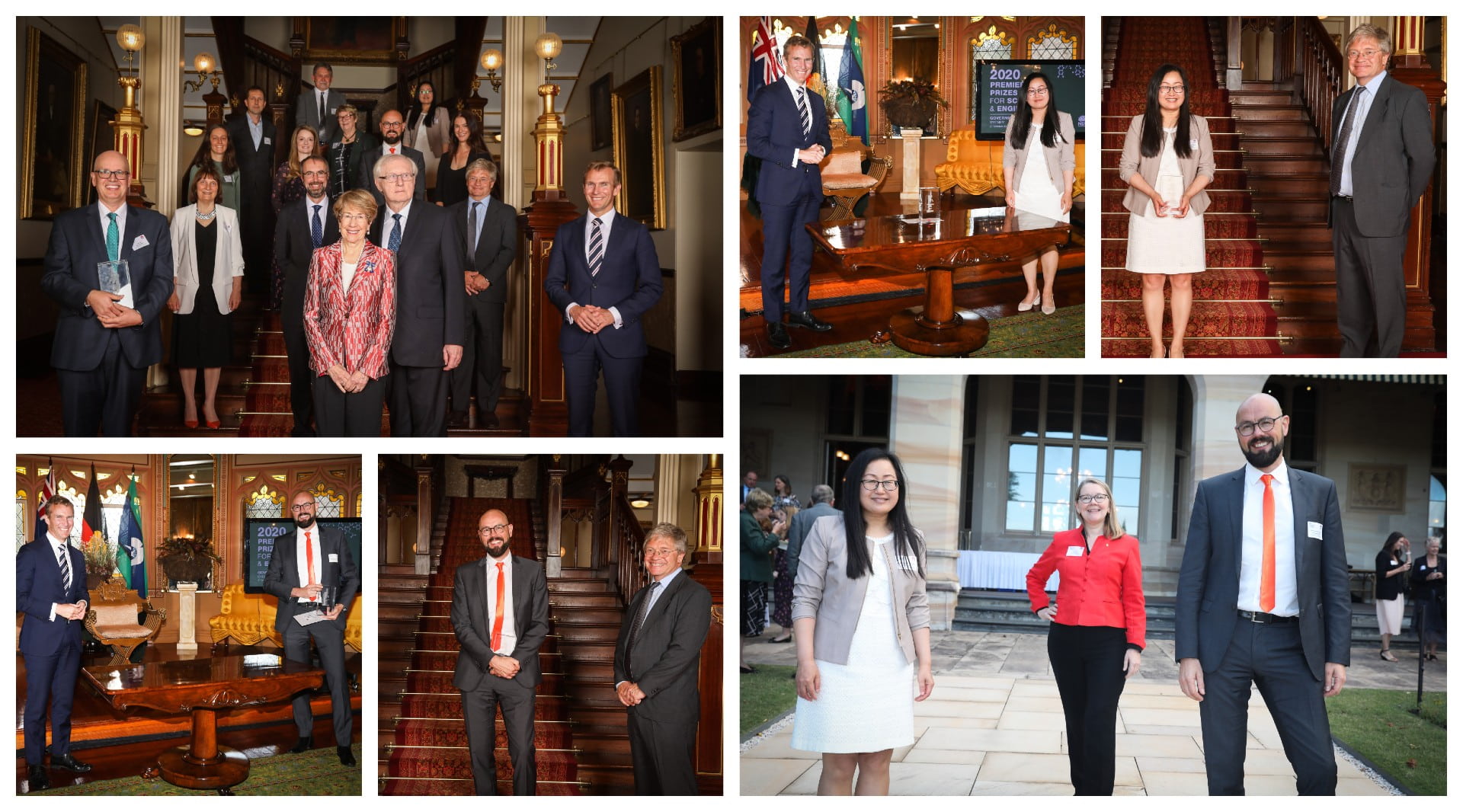 Collae of photos from the 2020 NSW Premier's Prizes for Science and Engineering faturing Zaiping Guo, Antoine van Oijen and Jenny Martin