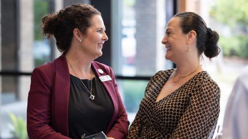 UOW Sutherland nursing lecturer Suzy Bowdler and her former student Laureine Gabriel at the celebration for UOW Sutherland's 20th anniversary