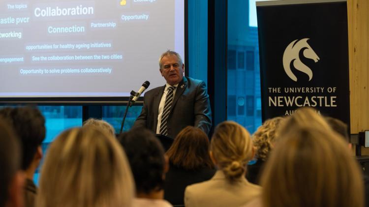 University of Newcastle Vice-Chancellor Professor Alex Zelinsky speaking at A Tale of Two Cities.