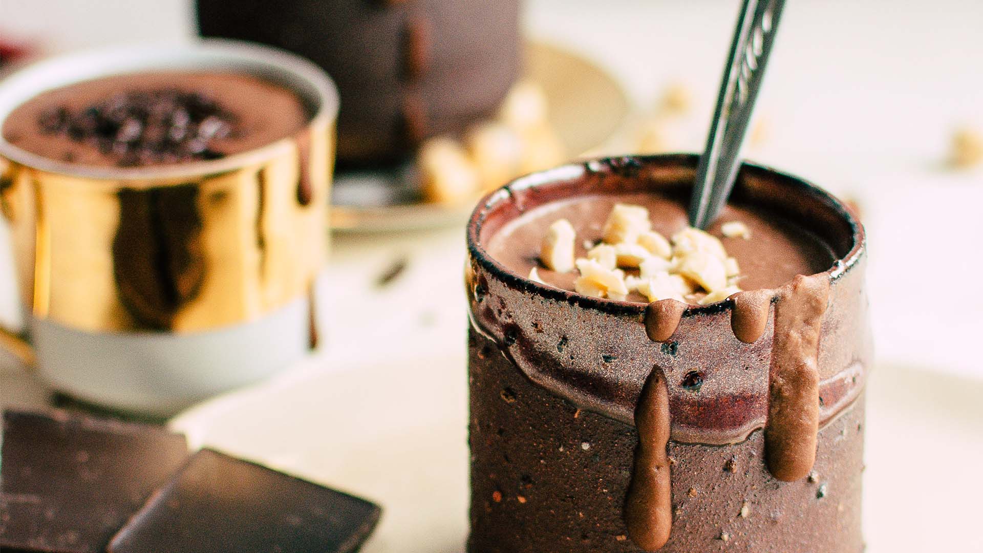 Healthy dessert chocolate avocado mug cake for Christmas