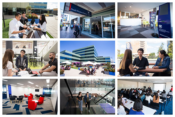 Collage of generic images of UOW South Western Sydney Campus