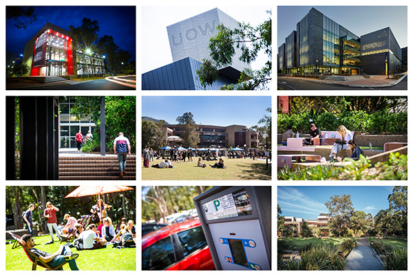 Collage of generic Wollongong Campus images