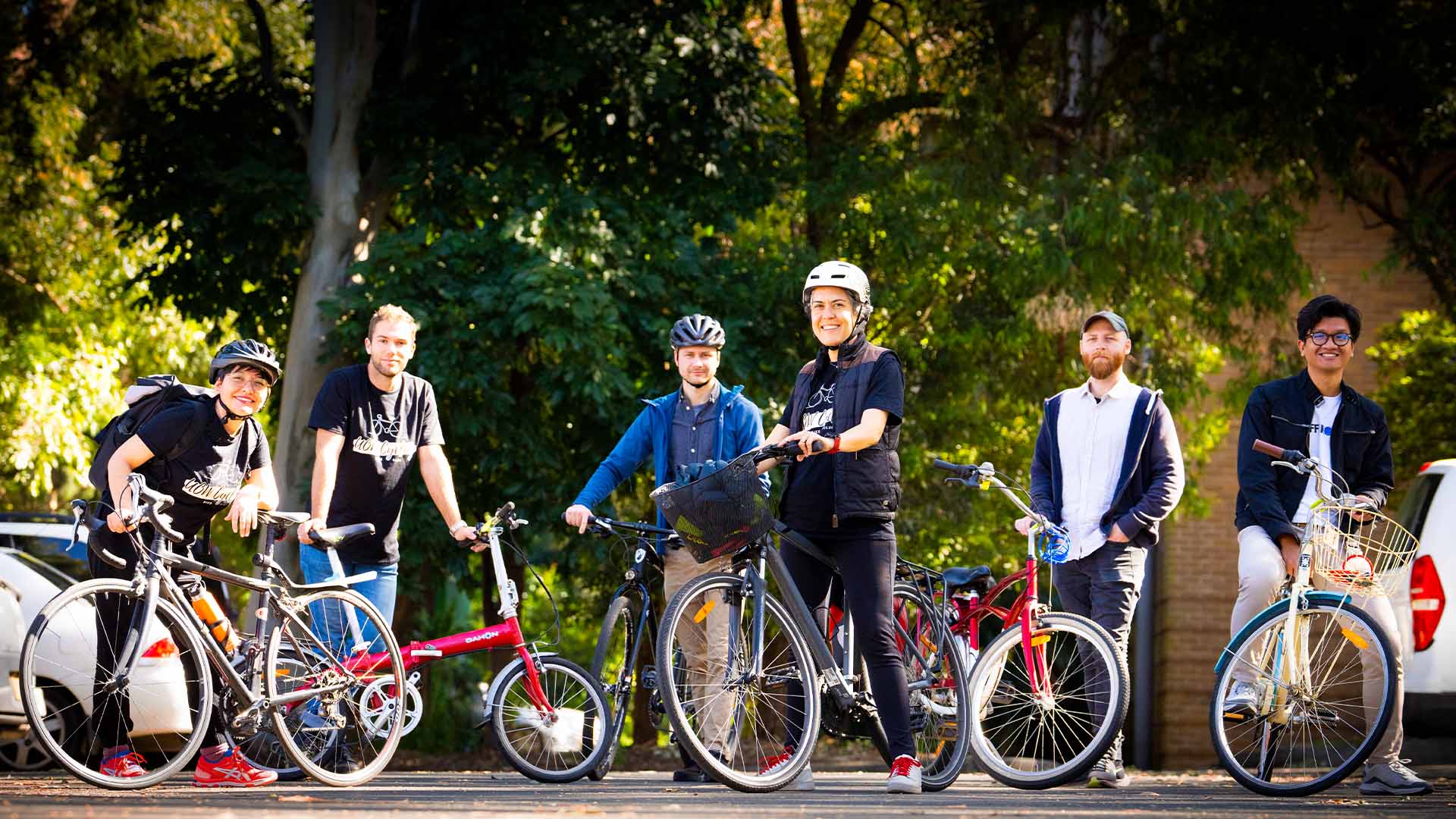 UOW Cycling Club members on their bikes