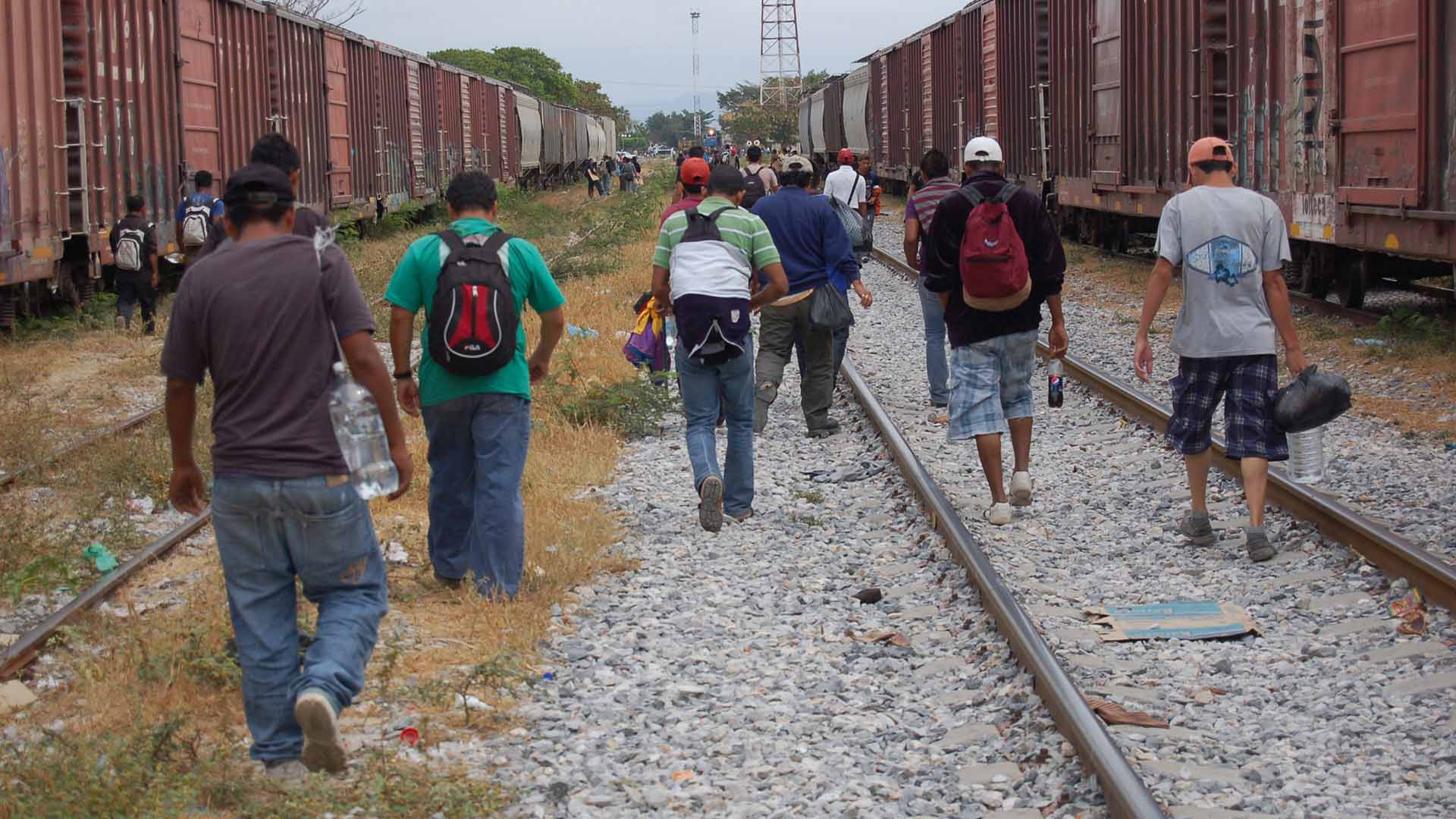 Central American migrants and asylum-seekers prepare to board the freight train they call La Bestia