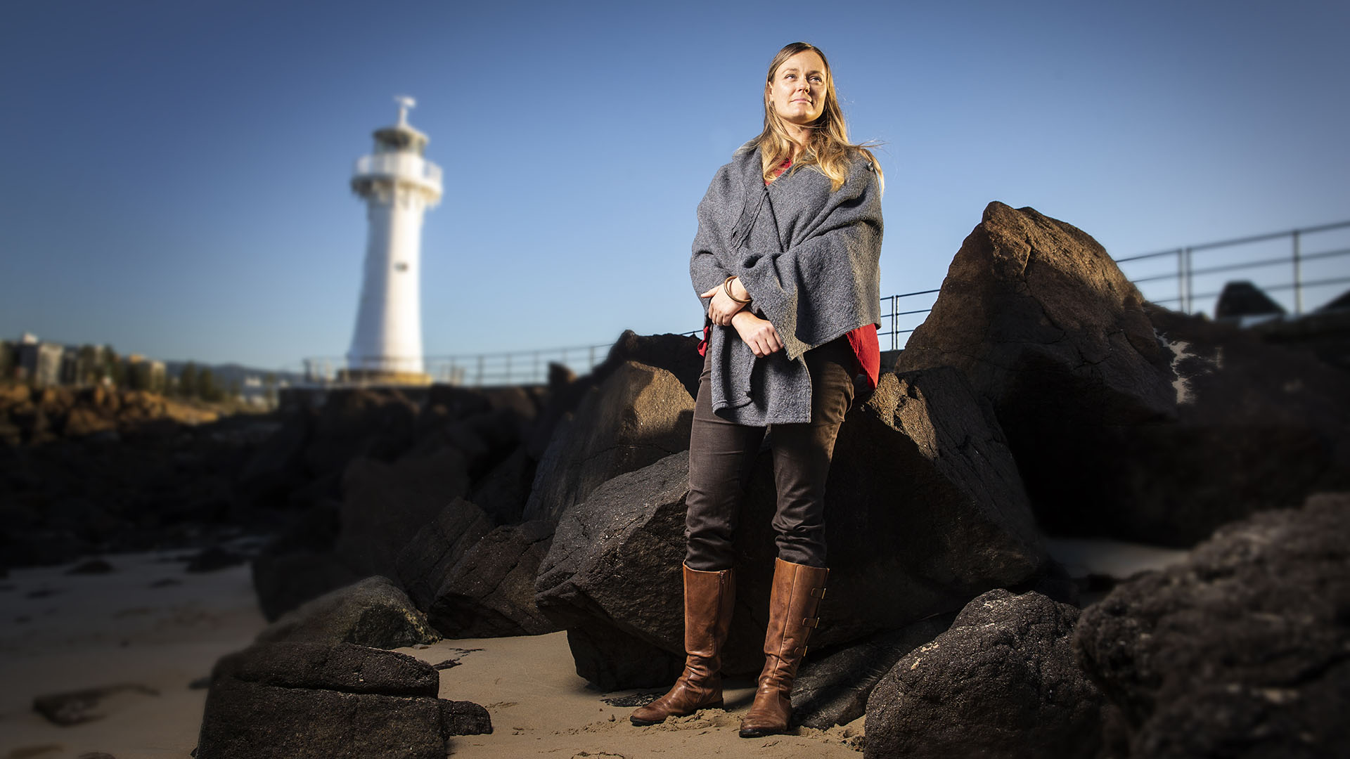 UOW PhD student Allison Broad at Wollongong Harbour.