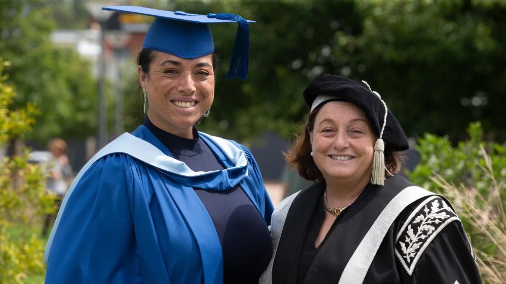 Loureene Kelly with UOW Vice-Chancellor Patricia Davidson during the Bega graduations. Photo: Paul Jones