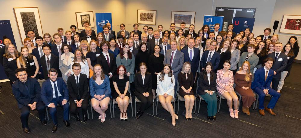 2020, 2021 and 2022 UOW-Ramsay Centre Scholars with board members and staff from The Ramsay Centre for Western Civilisation, staff from the School of Liberals Arts and UOW senior leaders.