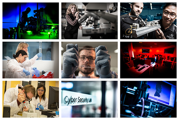 Collage of generic research images